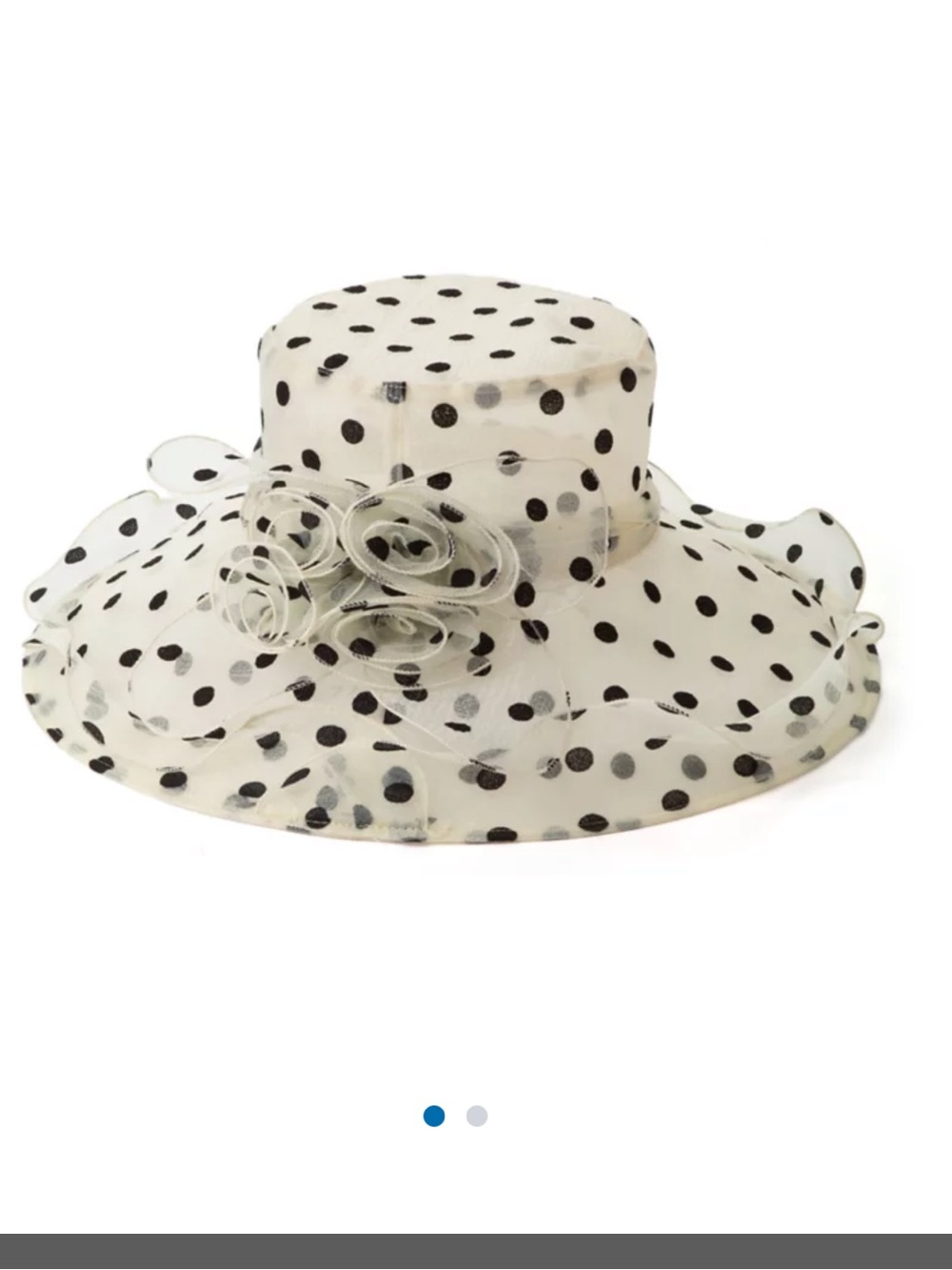 San Diego Hat Company Ivory Organza Wide-Brim Hat with Black Polka Dots